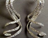 Vintage Rhinestone Silver Swirl Earrings  - £15.56 GBP