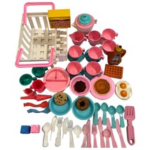 VTG 80s Fisher-Price Pink Tea Party Set Kitchen Pretend Play 1982 Lot of 54 - $34.39