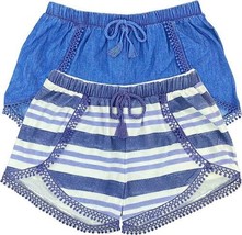 DKNY Girls Shorts Pack of 2 with Waistband Drawstring Beautiful Crochet ... - £15.77 GBP