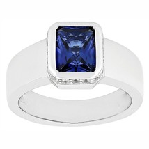 2.91Ctw Emerald Cut Blue Sapphire 14K White Gold Over Solitaire Band Men... - €92,32 EUR