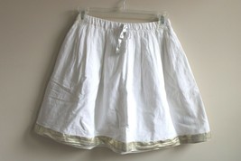 J. Crew Crewcuts 14 White Gold Trim Cotton Elastic Waist Skirt - £12.61 GBP
