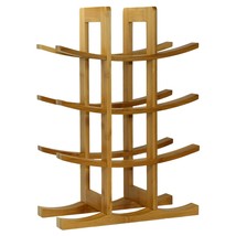 12-Bottle Wine Rack Modern Asian Style in Natural Bamboo - £57.99 GBP