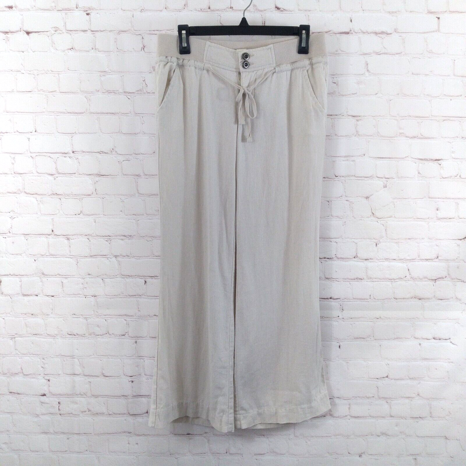 Arden B Pants Womens XS Beige Linen Blend Low Rise Flared Drawstring Com... - $24.99