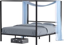 Yitahome Metal Four Poster Canopy Bed Frame 14 Inch Platform With, King Size - £112.77 GBP