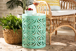 Disa Aqua Finished metal Outdoor Side Table - $89.00