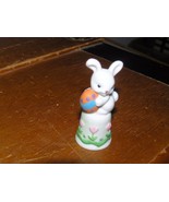 Vintage Enesco White Bunny Rabbit Holding Purple Polk A Dotted Orange Ea... - £6.75 GBP