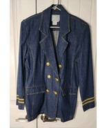 Vtg 80s 90s Womens Oversized Blue Denim Jacket Gold Buttons Size Medium ... - $541.55 MXN
