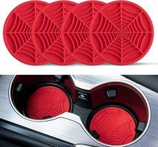 4PCS Spider Web Car Coasters for Cup Holders Halloween Funny Non Slip Silicone I - £11.21 GBP