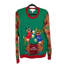 Get Blitzed Mens Large Christmas Sweater Beer Pocket Drunk Reindeer Office Party - £16.69 GBP