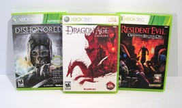 Dishonored RESIDENT EVIL  Dragon Age Origins Microsoft Xbox 360 3 Game Lot - £14.11 GBP