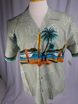 Favant Mens Hawaiian Shirt SZ L Short Sleeve Seafoam Green Coconut Butto... - $18.99