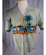 Favant Mens Hawaiian Shirt SZ L Short Sleeve Seafoam Green Coconut Butto... - £15.17 GBP