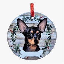 Black Chihuahua Dog Wreath Ornament Personalizable Christmas Holiday Decoration - £11.27 GBP