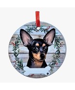 Black Chihuahua Dog Wreath Ornament Personalizable Christmas Holiday Dec... - £11.24 GBP