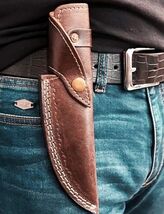 Custom Handmade Fixed blade Genuine Leather Sheath Knife Holster vertica... - $12.82