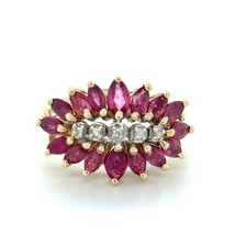 10K Yellow Gold Light Ruby and Diamond Ring 4.2g Size 7.25 - £557.00 GBP