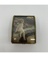 Vtg 1993 Artwork Balliol Corp Stained Glass Brass Mirror Trinket Box Via... - $15.00