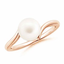 ANGARA Solitaire Freshwater Pearl Bypass Ring for Women, Girls in 14K Solid Gold - £275.85 GBP