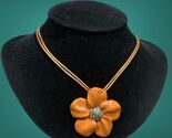 fashion Faux Leather  strand Enamel Flower necklace 16”-18” - $18.11