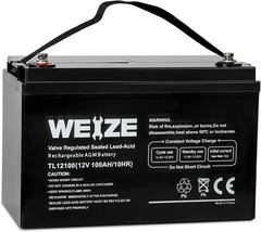 Weize 12V 100AH Deep Cycle Agm Sla Vrla Battery For Solar System Rv Camping - £111.82 GBP