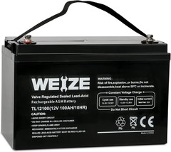 WEIZE 12V 100AH Deep Cycle AGM SLA VRLA Battery for Solar System RV Camping - £111.82 GBP