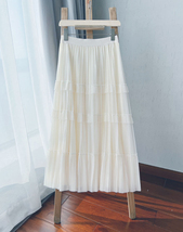 Pleated Tulle Skirt Black White Midi Length Custom Plus Size by Dressromantic image 7