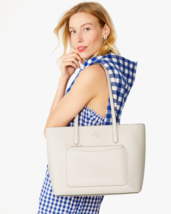 NWB Kate Spade Staci Large Tote + Pouch Meringue White KF369 $499 Dust B... - £140.12 GBP