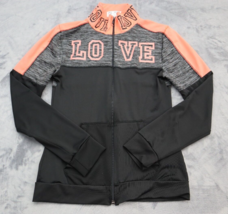 Love Sweater Women XS Black Orange Casual Lightweight Zip Athletic Perfo... - £17.89 GBP