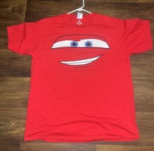 Disney Pixar Cars Lightning McQueen Big Face Short Sleeve Shirt Men&#39;s XL Red - $16.83