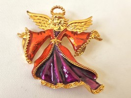 CHRISTOPHER RADKO Brooch Pin  Christmas Angel Red Purple Enamel Robes - $365.67 MXN