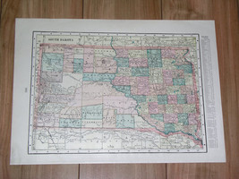 1902 Original Antique Map Of North Dakota / Verso South Dakota - £14.48 GBP
