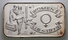 1973 Women&#39;s Lib JUST MARRIED By Ceeco Mint 1 oz. Silver Art Bar - $1,781.20 MXN
