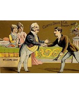 Antique Victorian Trade Card Boston Curtis Davis Welcome Soap 1880s 4 x 2.5 - $591.81 MXN