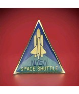 NASA Space Shuttle Pin Vintage Metal Triangle Gold Tone - $11.95