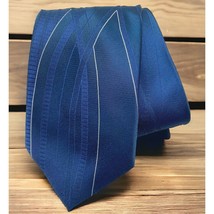 Puritan Blue Mens Neck Tie Wavy Flowing Lines Stripes 100% Polyester - £7.86 GBP