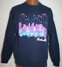 Vintage 90s NASHVILLE Skyline Holiday Christmas New Year Heavy SWEATSHIR... - $925.16 MXN