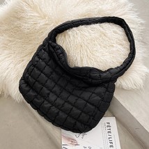 2021 Lattice Pattern Shoulder Bag Space Cotton Handbag Women Large Capacity Tote - £29.09 GBP