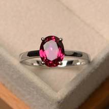 1.75Ct Oval Cut Ruby Gemstone Cluster Engagement Ring 14k White Gold Finish - £74.87 GBP