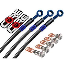 Yamaha R6 Brake Lines 1998-2002 Front Rear Carbon Blue Braided Steel Kit - £136.22 GBP