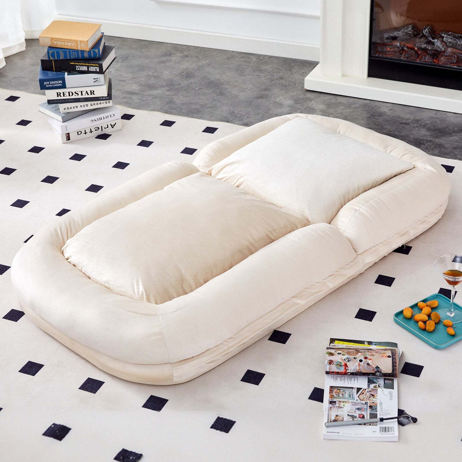 Beige Flannelette Adjustable Folding Sofa Chair for Gaming & Meditation. Item image 8