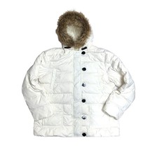 White Quilted Winter Puffer GooseDown Coat Removable V-Fur Trim Hood Lan... - £68.22 GBP