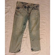 BKE Buckle Seth Straight Blue Jeans Distressed Size 40 R Light Wash - $391.66 MXN