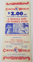 Circus World 1983 Coupon Orlando Florida Weeki Wachi Silver Springs - £9.64 GBP