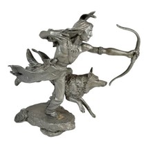 Jim Ponter Large Sculpture Pewter Sioux Indian Wolf Dog Survival On The Plain - $261.15