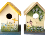 2 Handcrafted Bird Houses Home Decor Hand Painted - $9.89