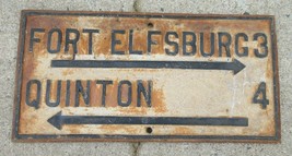 1890s Cast Iron Street Sign New Jersey Garden State Fort Elfsburg Quinton - $836.48