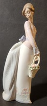 Lladro #7622 Basket Of Love Porcelain Figurine, Girl With Flowers Original Box - $105.08