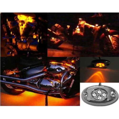 1 Orange Amber LED Chrome Modules Motorcycle Chopper Frame Neon Glow Lig... - $8.95
