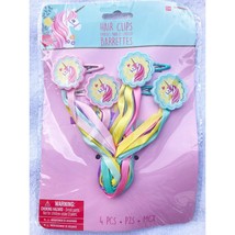 Amscan Hair Clips Barrettes Unicorn Pony Girls Decor 4 Pieces Multicolor - £3.95 GBP