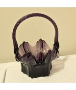 Vintage Fenton Art Glass Deep Plum Vulcan Basket Ribbed Handle Signed 8.... - $38.68 CAD